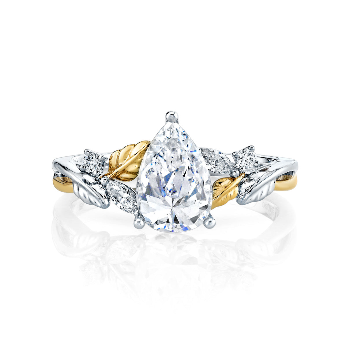 18KW/Y Parade Lyria Two Tone Pear Semi-Mount Engagement Ring