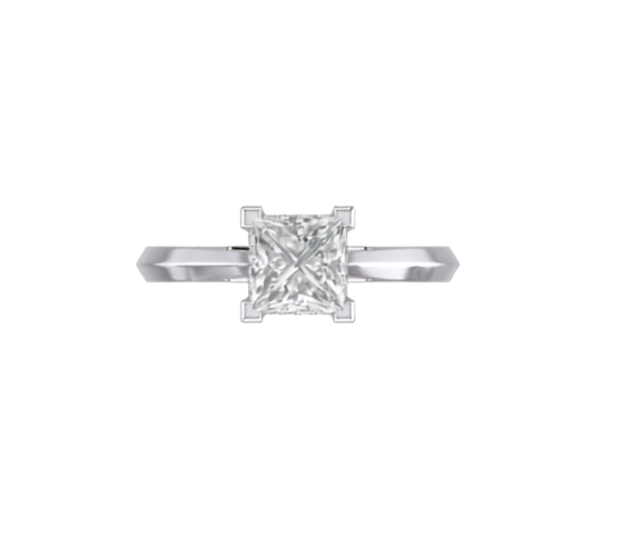 14KW A. Jaffe Princess Cut Solitaire Engagement Ring with Under Halo