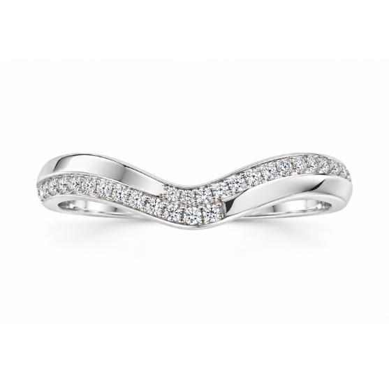 18KW Estate Diamond Accent Countour Wedding Band