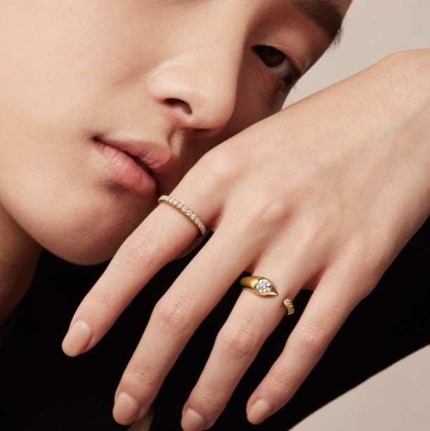 18KY LU Open Droplet Ring