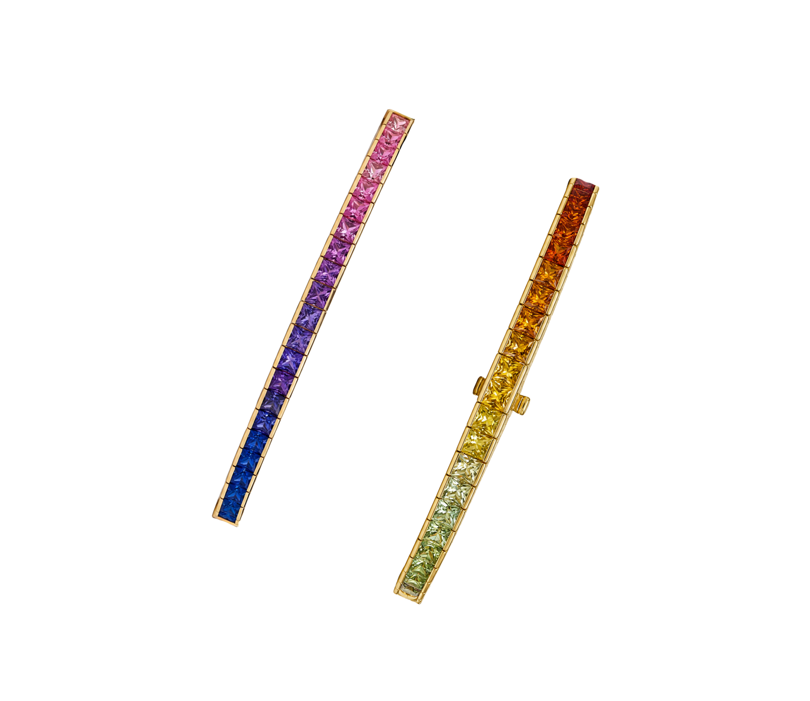 18KY Williams Signature Fancy Rainbow Sapphire Line Bracelet