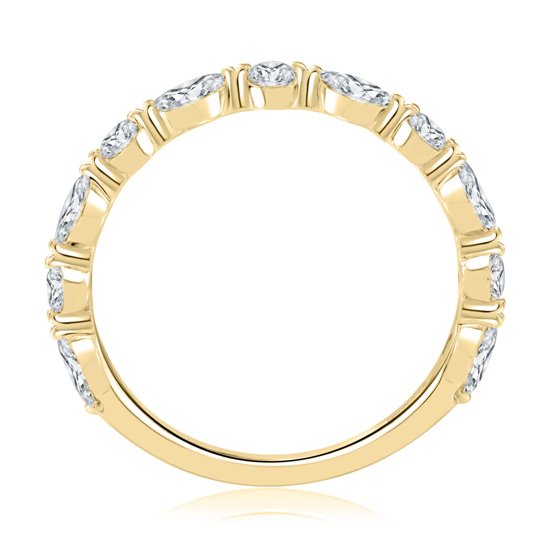 14KY A. Jaffe Alternating Marquise and Round Diamond Wedding Band