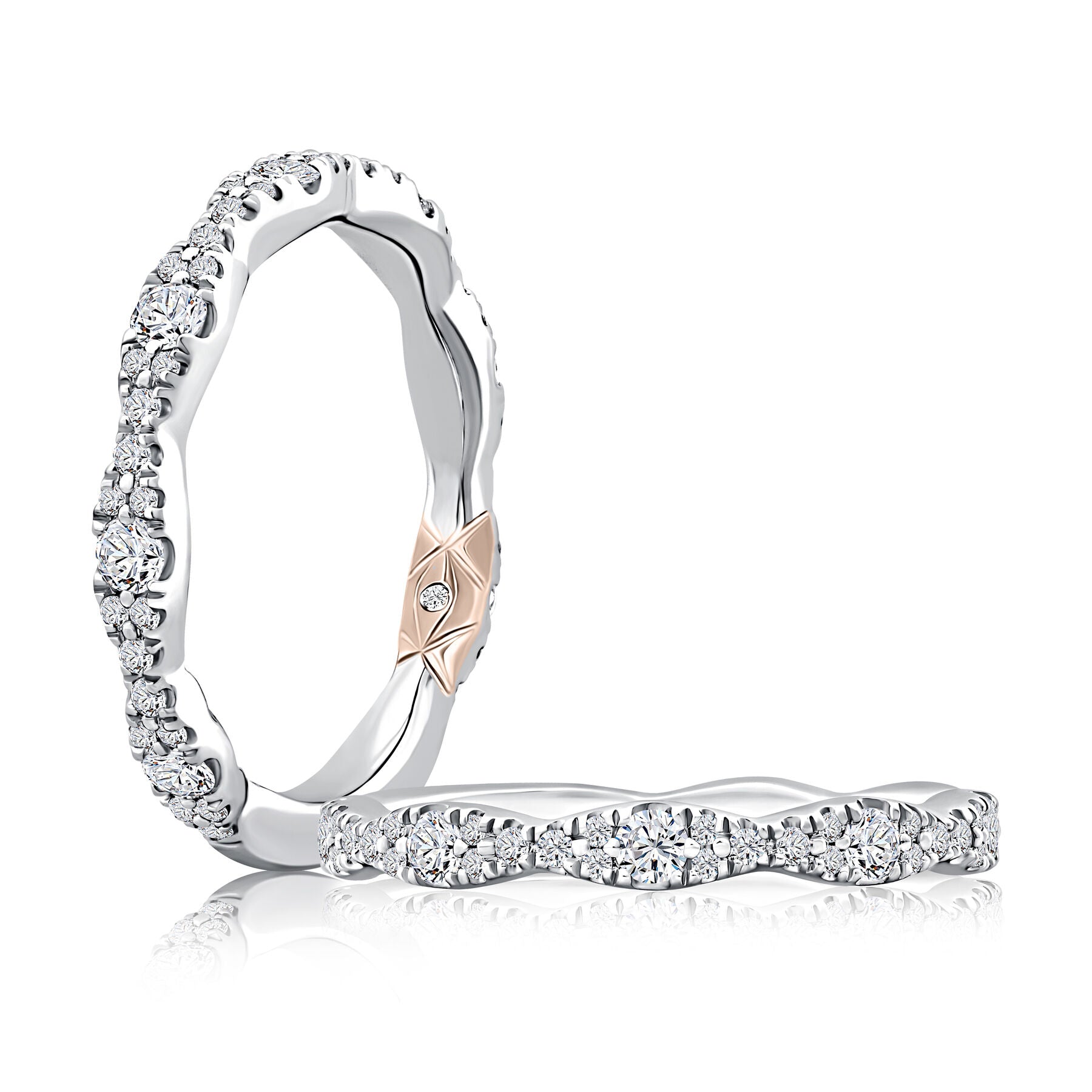 14KW A. Jaffe Scalloped Diamond Wedding Band