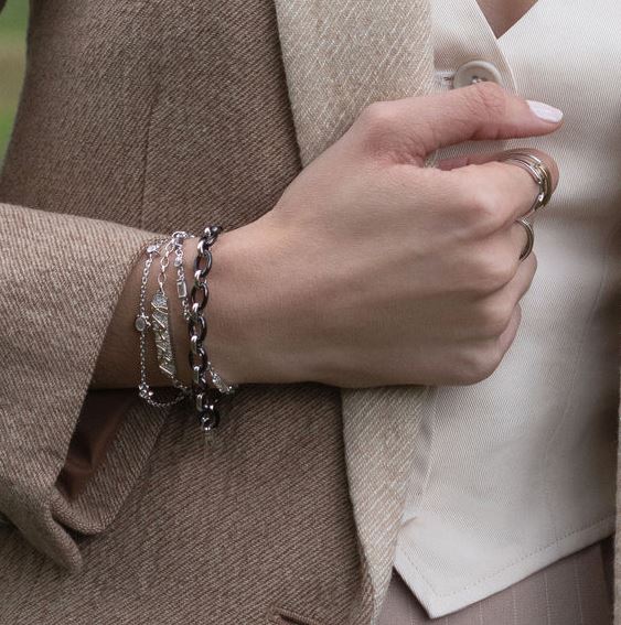 SS Sun, Moon And Stars Moonstone And White Sapphire Chain Bracelet