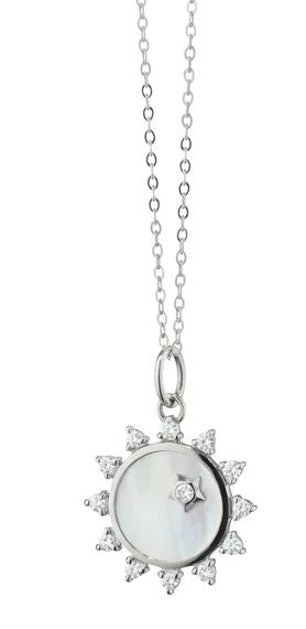 SS Mini Mother Of Pearl Sapphire "Happiness" Sun Charm