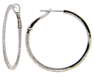 14KY 30MM Diamond Hoop Earrings
