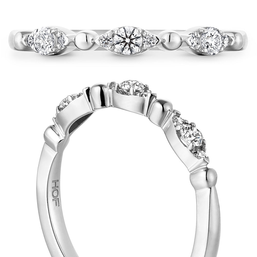 18KY "Regal" Beaded Diamond Wedding Band