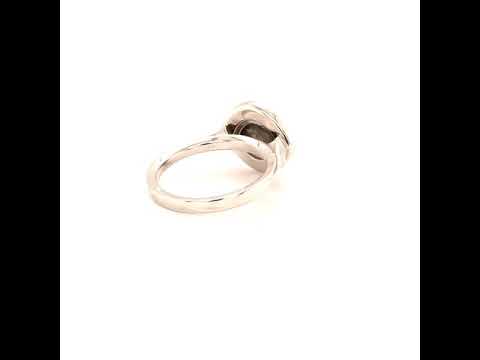 14KW "Pikes Peak" Grey Marquise Diamond & Diamond Halo Ring