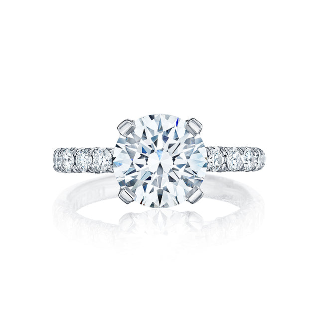 Platinum Petite Crescent Round Solitaire Engagement Ring