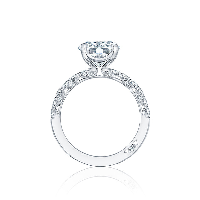 Platinum Petite Crescent Round Solitaire Engagement Ring
