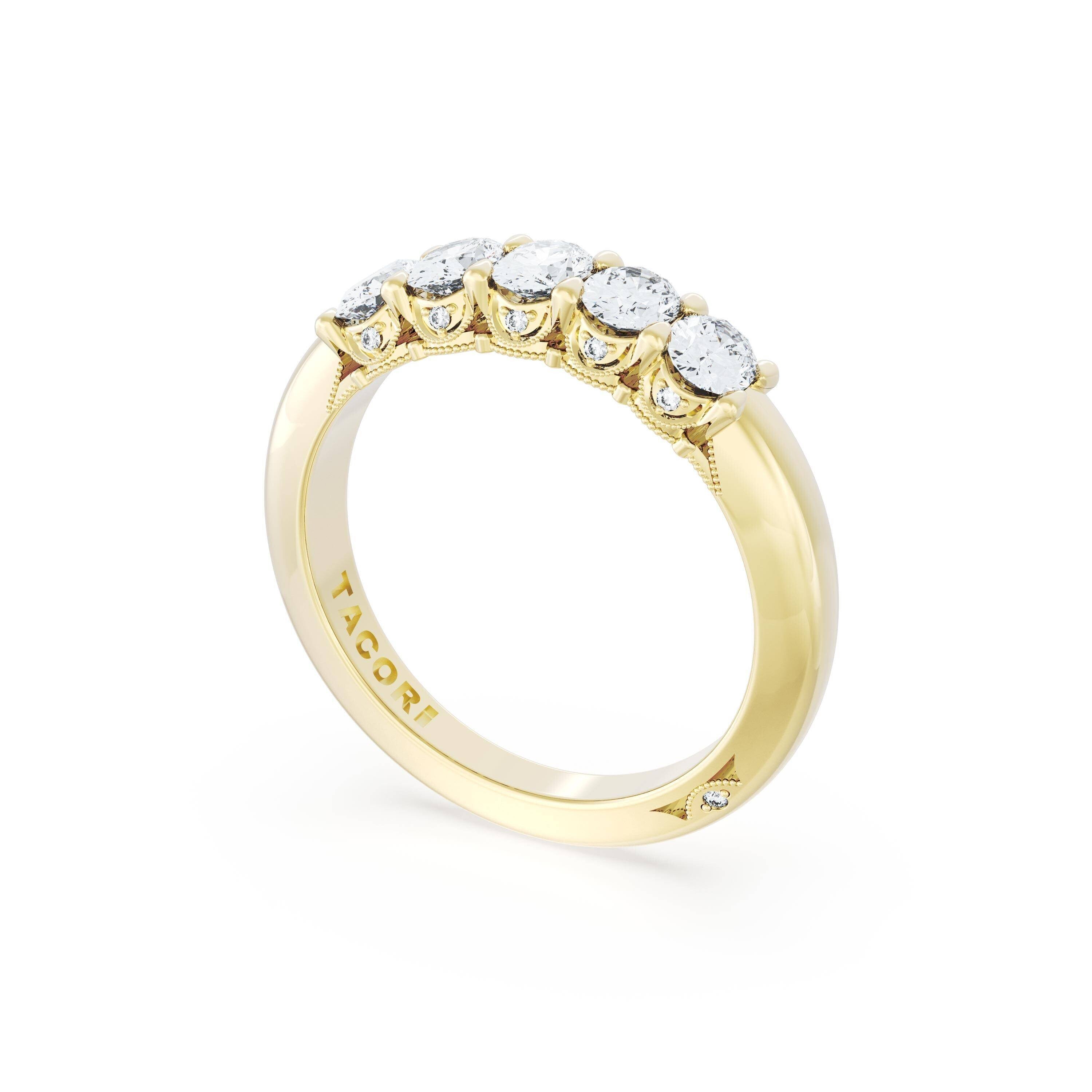 18K YELLOW GOLD 5 STONE OVAL BAND