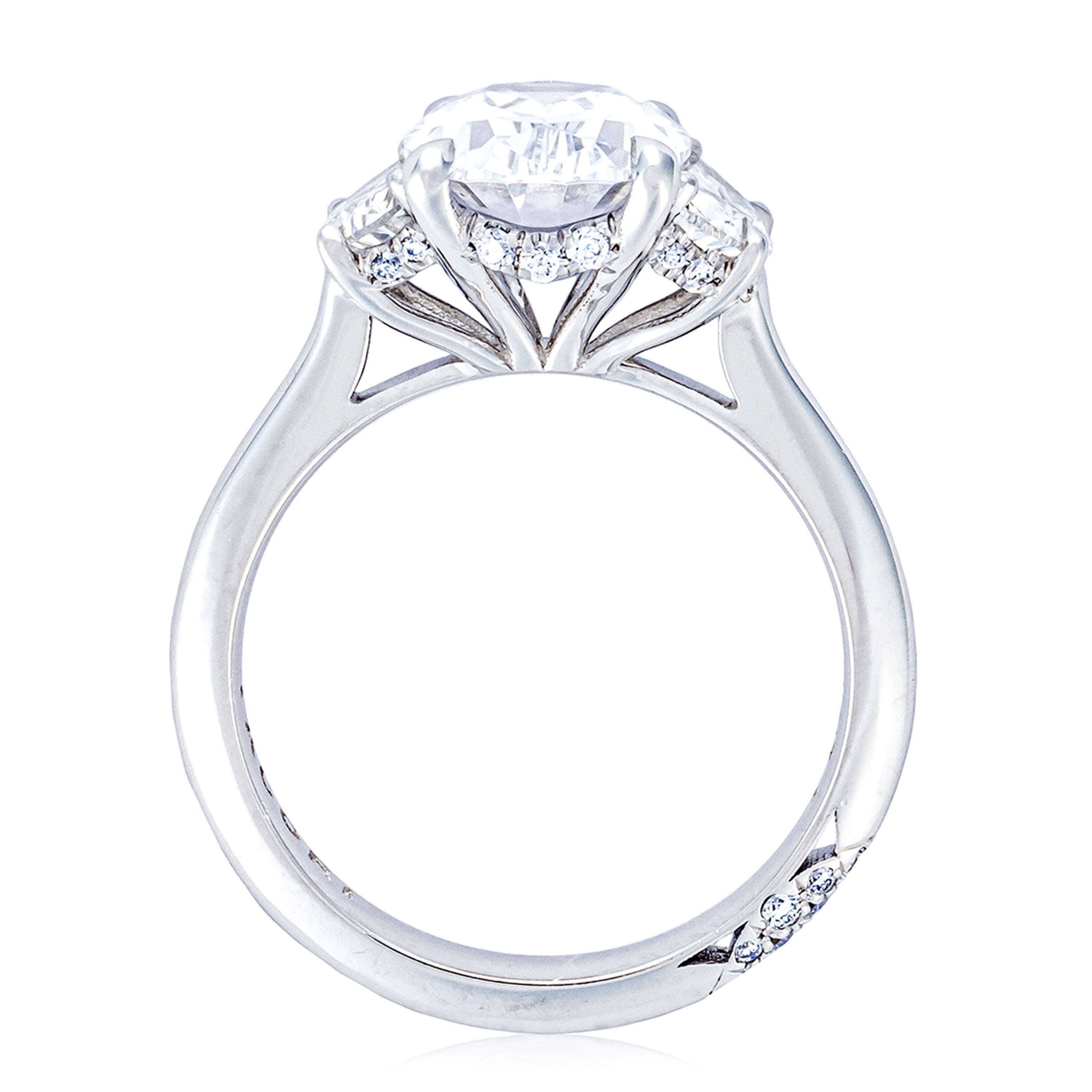 Platinum Tacori Founder's Collection Oval Three Stone Engagement Ring