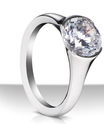 18KW Semi-Bezel Diamond Engagement Semi-Mount Ring