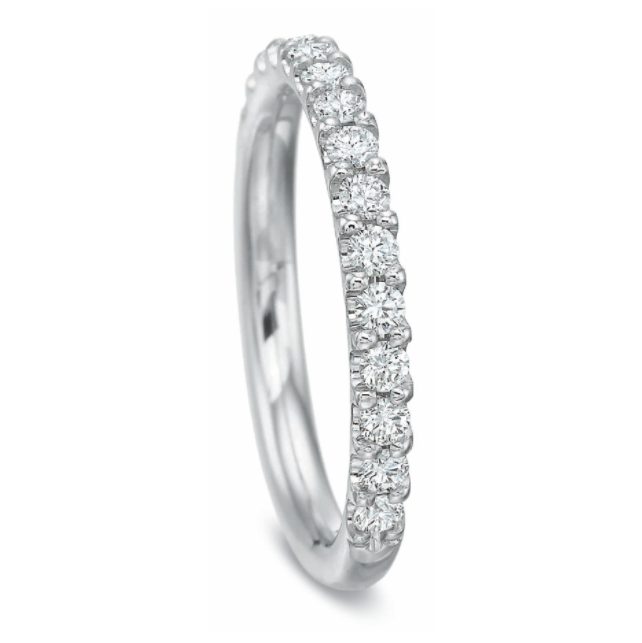 18KW Comfort Fit Half-Way Shared Prong Diamond Wedding Band