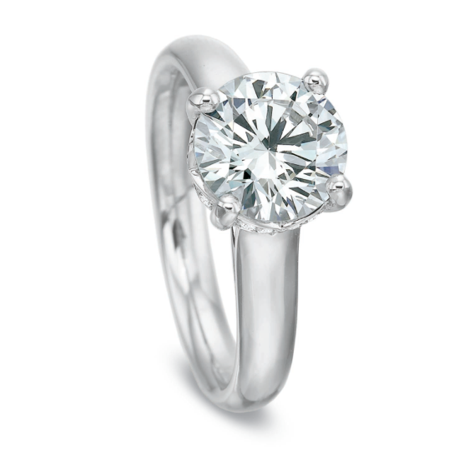 18W Flushfit Solitaire With Diamond Accent Ring