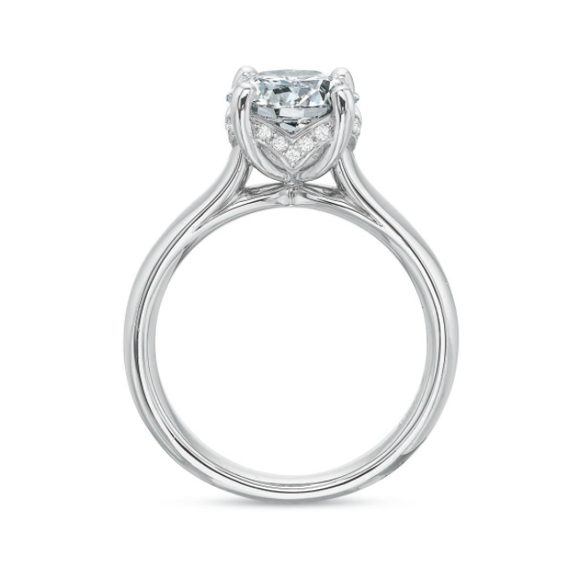 18W Flushfit Solitaire With Diamond Accent Ring