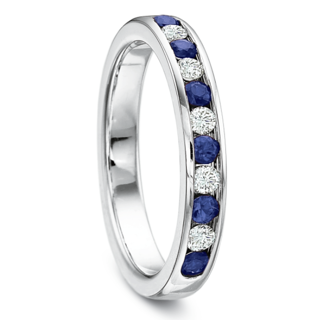 14KW Diamond Sapphire Channel Set Eternity Band