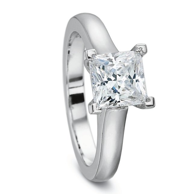 Platinum Flushfit Solitaire Princess Cut Center