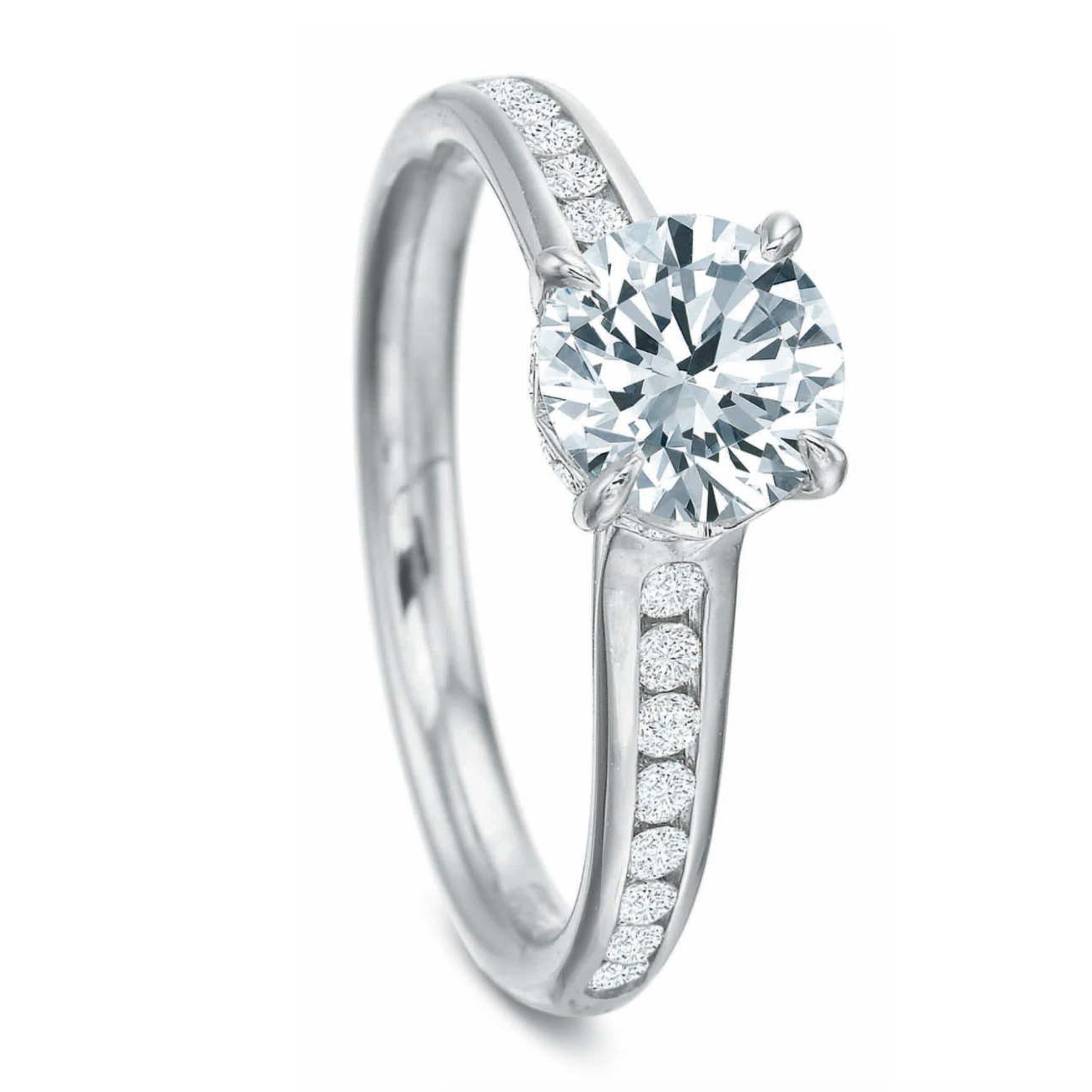 Platium Flushfit Channel Set Diamond Semi-Mount Ring