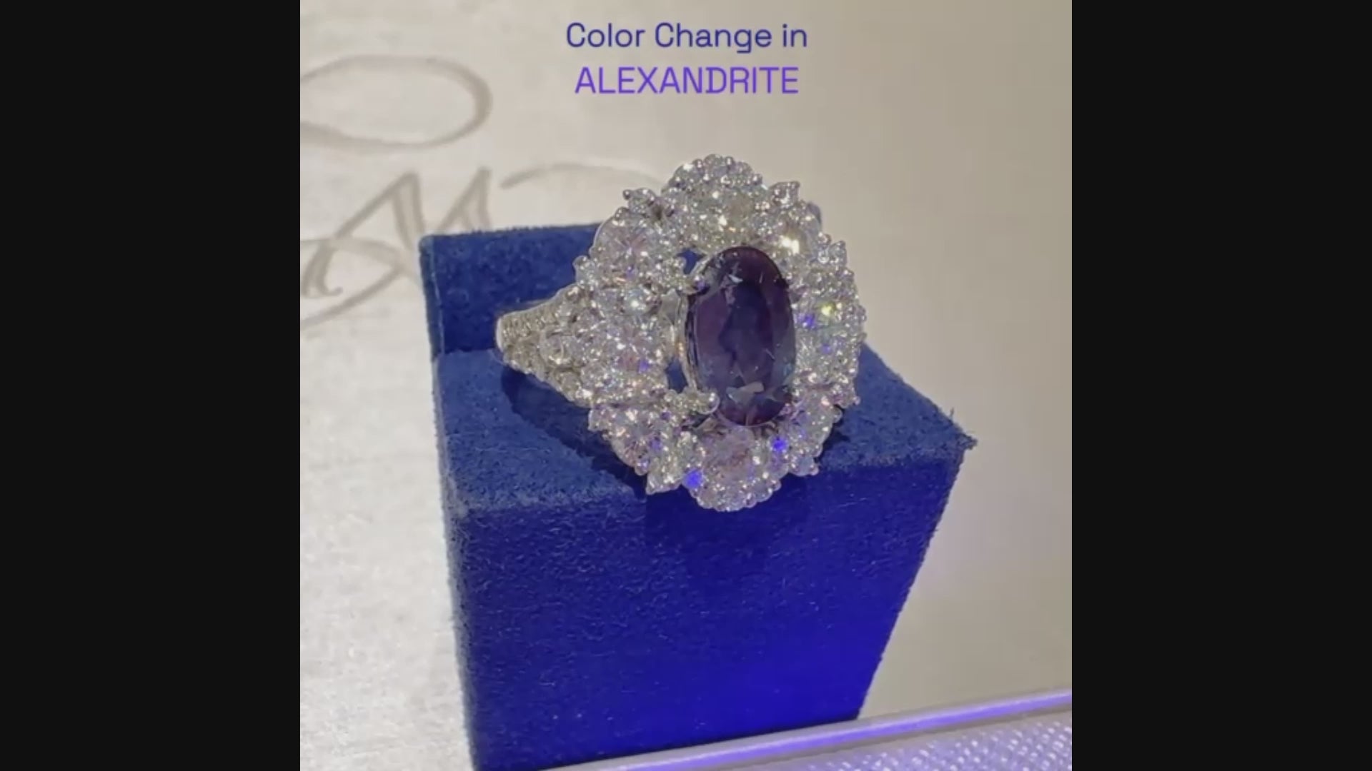 Platinum Vintage Alexandrite and Diamond Ring