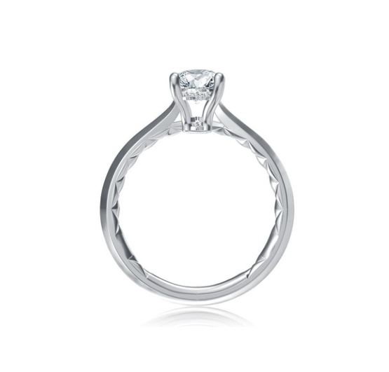 14KW A. Jaffe Oval Solitaire Engagement Ring with Under Halo