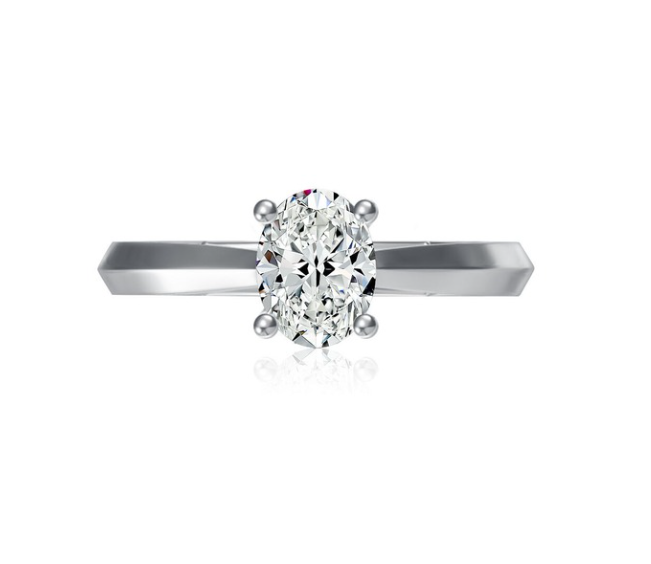 14KW A. Jaffe Oval Solitaire Engagement Ring with Under Halo
