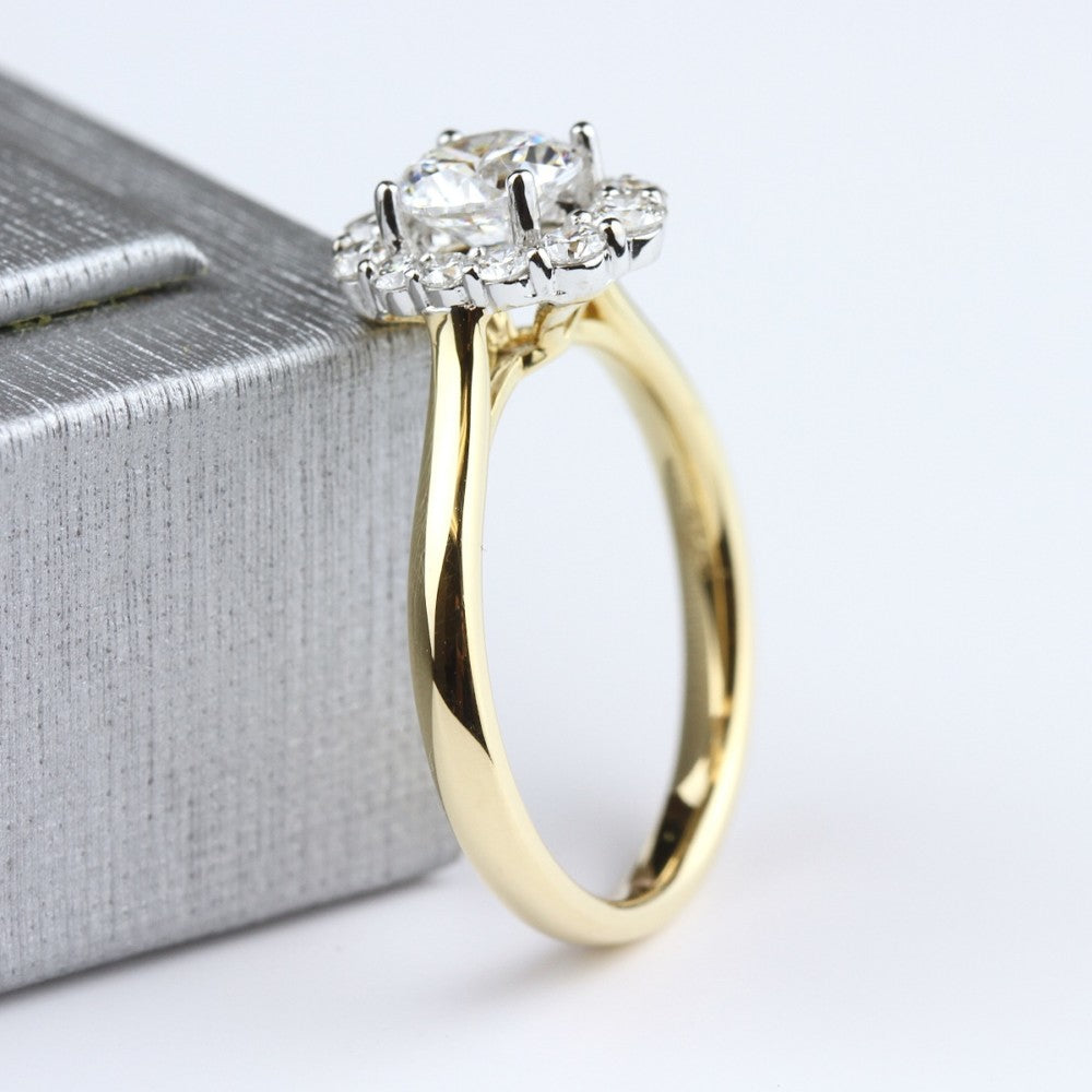 18KY "New Classic" Oval Halo Diamond Engagement Semi-Mount Ring