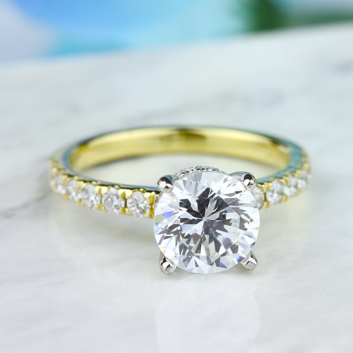 18KY/W "New Classic" Diamond Semi-Mount Engagement Ring