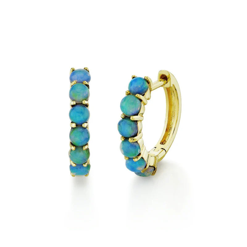 18KY Sloane Street Ethiopian Opal Huggie Earrings