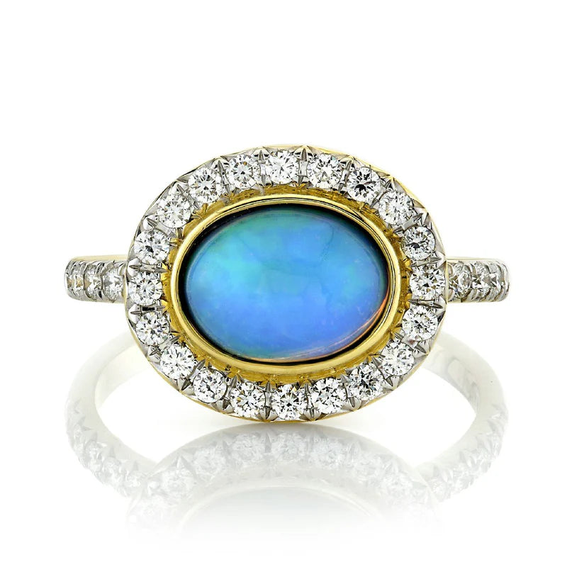 18KY Sloane Street Ethiopian Opal Ring with Diamond Accent