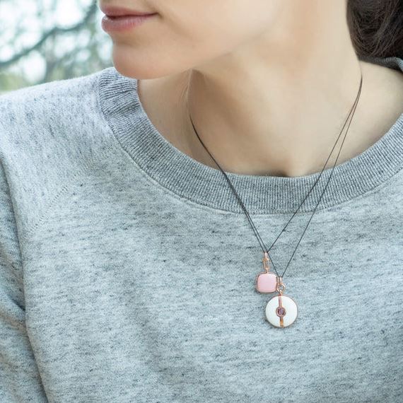 Pink Enamel Vermeil Cushion Locket